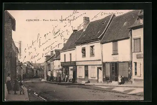 AK Conches, Place Carnot, face la Poste