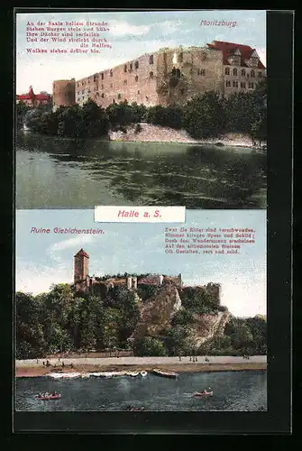 AK Halle /Saale, Moritzburg und Ruine Giebichenstein