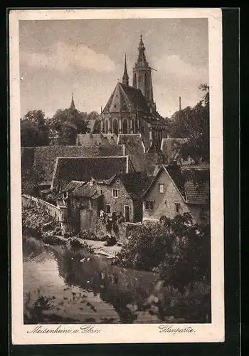 AK Meisenheim a. Glan., Glanpartie mit Kirche