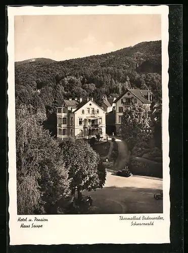 AK Badenweiler /Schwarzwald, Hotel und Pension Haus Saupe