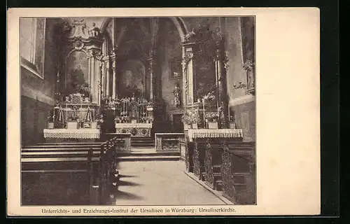 AK Würzburg, Ursulinerkirche, Innenansicht