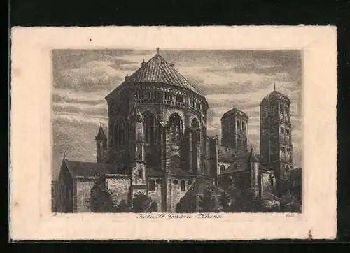 Künstler-AK Köln, Ansicht der St. Gereon-Kirche