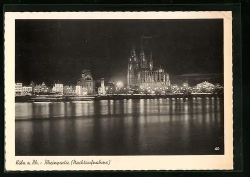 AK Köln, Rheinpartie bei Nacht
