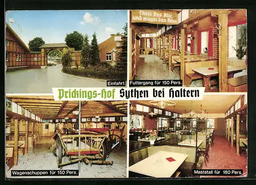 AK Sythen b. Haltern, Prickings-Hof mit Einfahrt und Wagenschuppen
