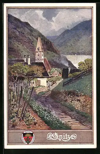 AK Deutscher Schulverein Nr. 173: Spitz, Strassenpartie mit Kirche