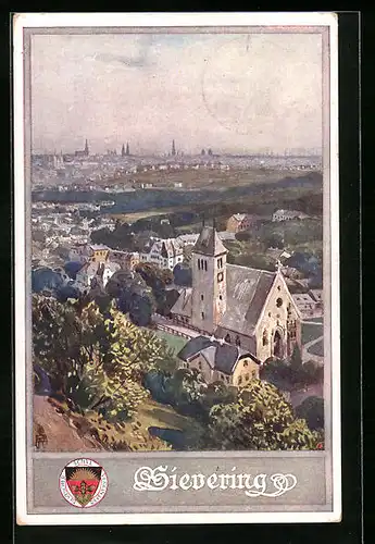 AK Deutscher Schulverein Nr. 326: Sievering, Totalansicht vom Berg aus