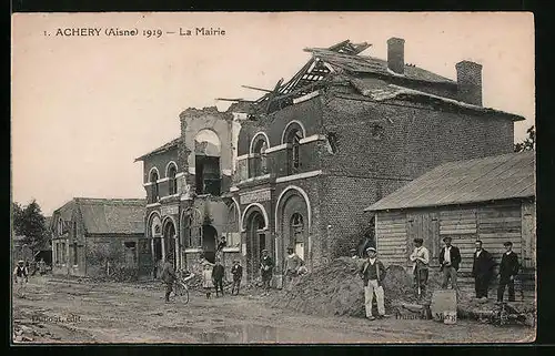 AK Achery, 1919 - La Mairie