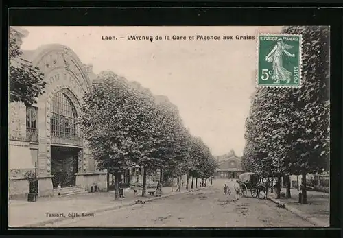 AK Laon, L`Avenue de la Gare et l`Agence aux Grains