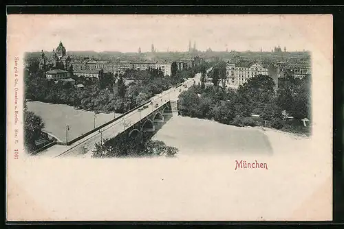 Relief-AK München, Ortspartie aus der Vogelschau