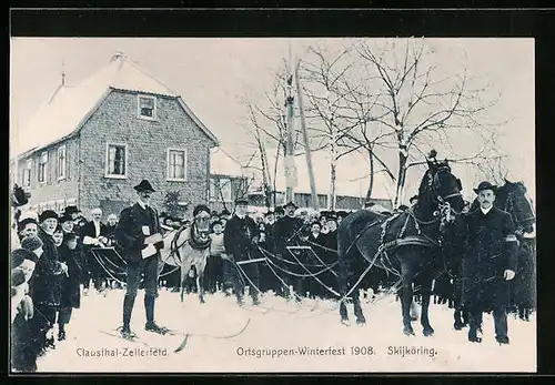 AK Clausthal-Zellerfeld, Ortsgruppen-Winterfest 1908 - Skijköring