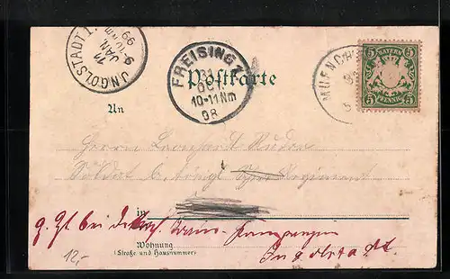 Lithographie München, Panorama vom Maximilianeum, Münchener Kindl