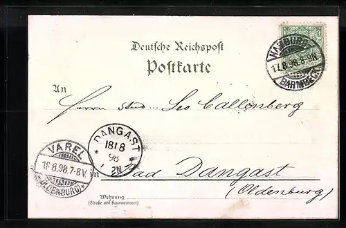 Lithographie Hamburg, Aussen-Alster, Segelboot