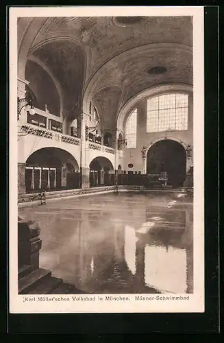 AK München, Karl Müllersches Volksbad, Männer-Schwimmhalle