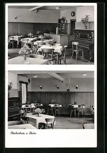 AK Oberbachem /Rhein, Gasthaus zur Post, Innenansichten