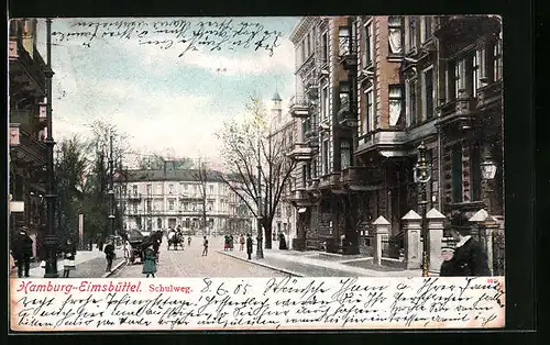 AK Hamburg, Eimsbüttel, Schulweg mit Passanten