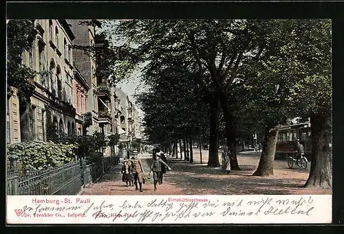 AK Hamburg-St. Pauli, Eimsbüttlerstrasse mit Passanten