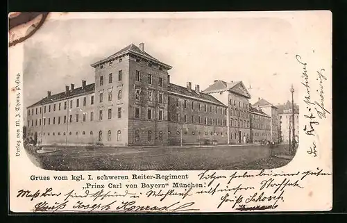AK München, Kaserne des kgl. I. schweren Reiter-Regiments Prinz Carl von Bayern