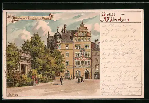 Lithographie München, Restaurant Deutsches Haus