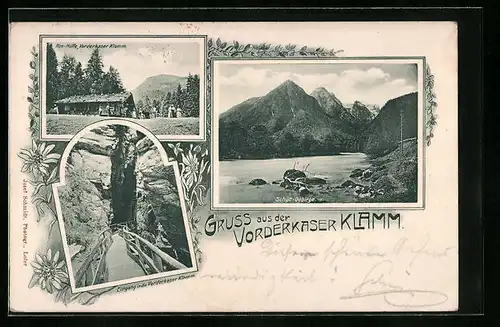 AK St. Martin b. Lofer, Alm-Hütte Vorderkaser Klamm, Schütt-Gebirge