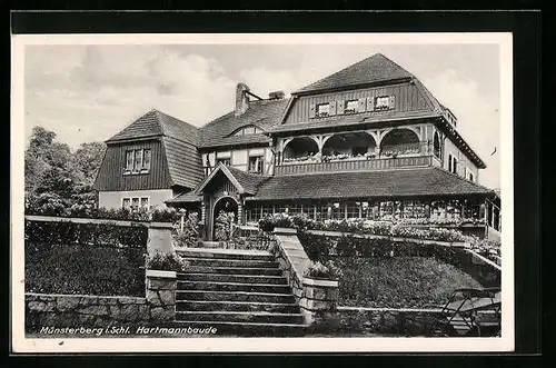 AK Münsterberg i. Schl., Gasthaus Hartmannbaude