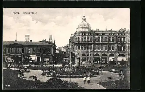 AK Libau, Rosenplatz, Gebäude und Anlagen