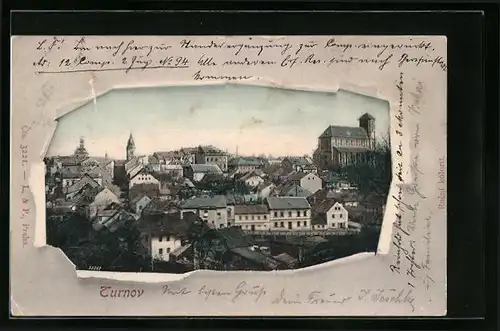 AK Turnov, Blick über die Dächer der Stadt