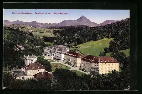 AK Rohitsch-Sauerbrunn, Totalansicht samt Kurparkanlagen