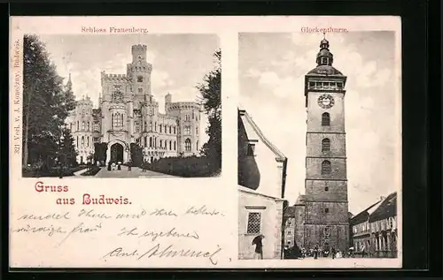 AK Budweis, Schloss Frauenberg, Glockenturm