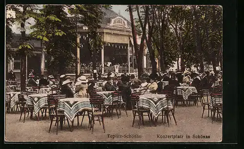 AK Teplitz-Schönau, Konzertplatz mit Gartenwirtschaft in Schönau