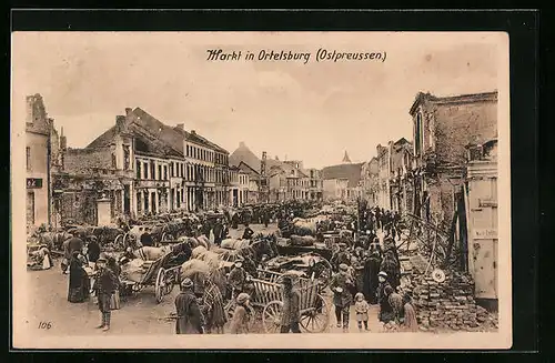 AK Ortelsburg, Handel am Markt