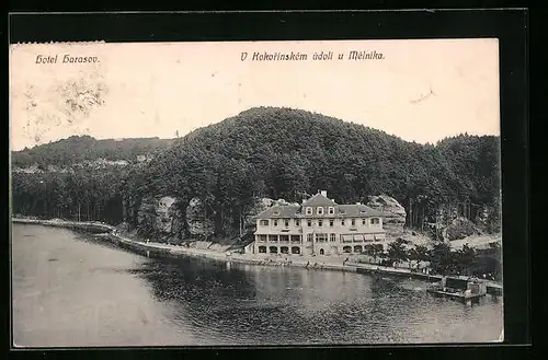 AK Melnik, Hotel Harasov aus der Vogelschau