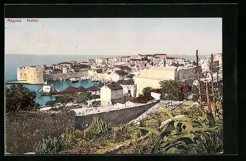 AK Ragusa, Panoramablick auf den Hafen