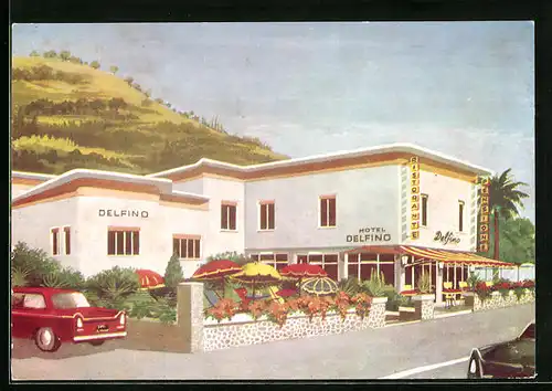 Künstler-AK Laigueglia, Hotel Pensione Delfino, Lungomare