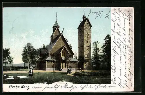 AK Brückenberg i. Rsgb., Ortsansicht mit Kirche Wang