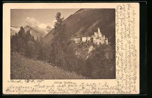 AK Sand in Taufers, Schloss Taufers gegen Gebirge