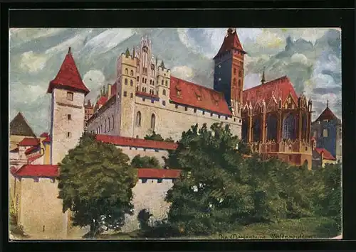 Künstler-AK Marienburg, Blick auf die Burg