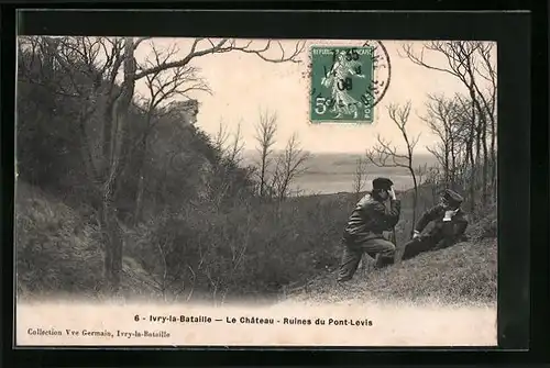 AK Ivry-la-Bataille, Le Chateau - Ruines du Pont-Levis