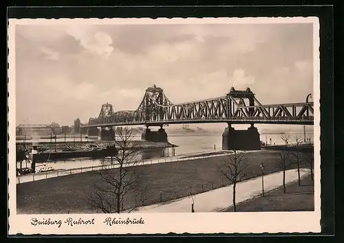 AK Duisburg-Ruhrort, Ansicht der Rheinbrücke