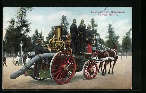 AK Amsterdam, Brandweer, Stoomspuit Cerberus, Feuerwehr