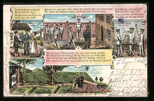 Künstler-AK Stationen in der Ausbildung von Reservisten