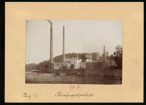 Fotografie Brück & Sohn Meissen, Ansicht Penig i. S., Papierfabrik - Fabrikanlagen