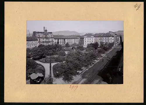 Fotografie Brück & Sohn Meissen, Ansicht Aussig, Franz-Josefs-Platz mit Wohnhäusern & Strassenansicht