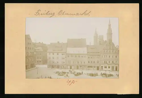 Fotografie Brück & Sohn Meissen, Ansicht Freiberg / Sachsen, Obermarkt, mit Marktständen & Ladengeschäften