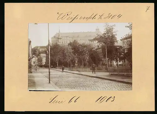 Fotografie Brück & Sohn Meissen, Ansicht Weissenfels, Promenade mit Blick zum Schloss