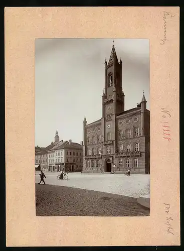 Fotografie Brück & Sohn Meissen, Ansicht Kamenz i. S., Eckladen Cigarrenhandlung Richard Ehrlich & Rathaus