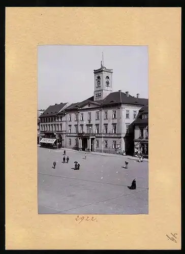 Fotografie Brück & Sohn Meissen, Ansicht Aussig, Cafe Wien & Rathaus