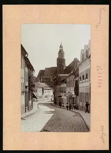 Fotografie Brück & Sohn Meissen, Ansicht Kamenz i. S., Königsbrückerstrasse mit Blick zur Kirche