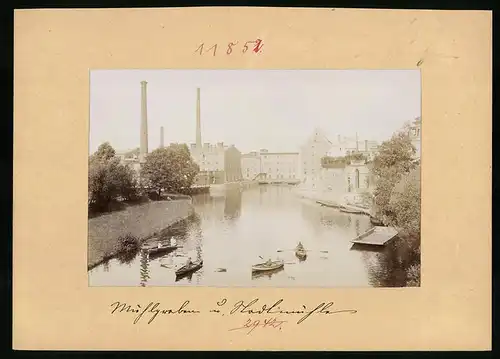 Fotografie Brück & Sohn Meissen, Ansicht Wurzen, Ruderboote auf dem Mühlgraben