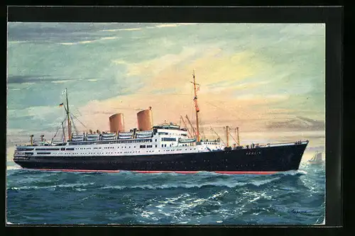 Künstler-AK Passagierschiff MS Berlin des Norddeutschen Lloyds auf hoher See