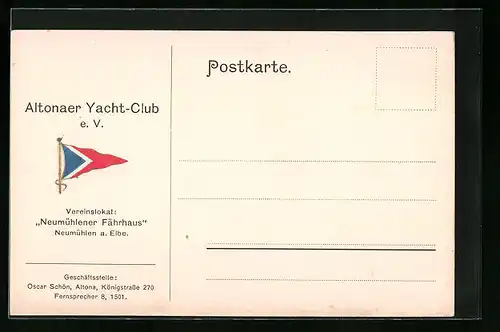 Präge-AK Neumühlen /Elbe, Neumühlener Fährhaus des Altonaer Yacht-Clubs, Wappen